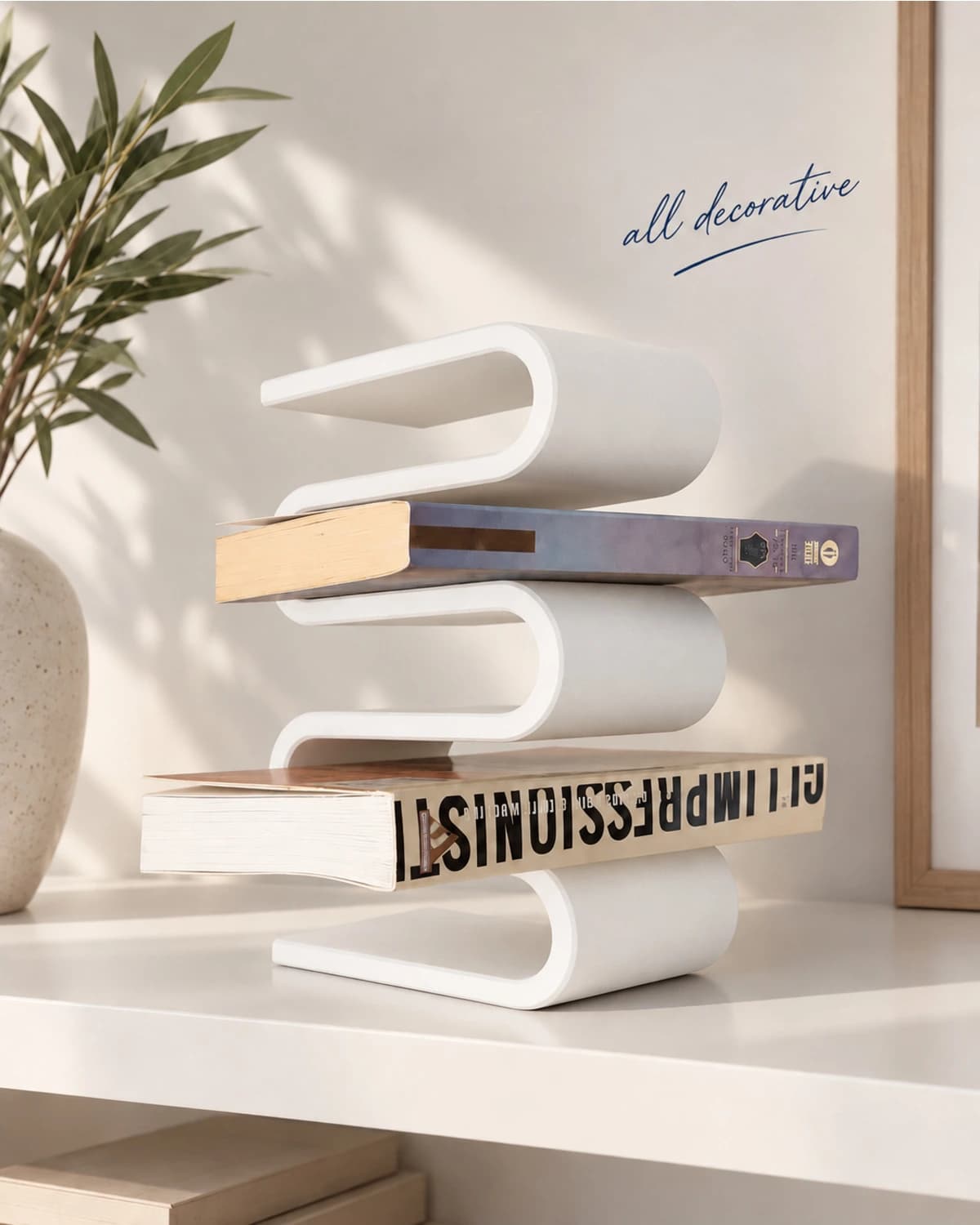 Dalga Formlu Kitaplık ve Kitap Standı dekorasyon ve tasarım ürünü