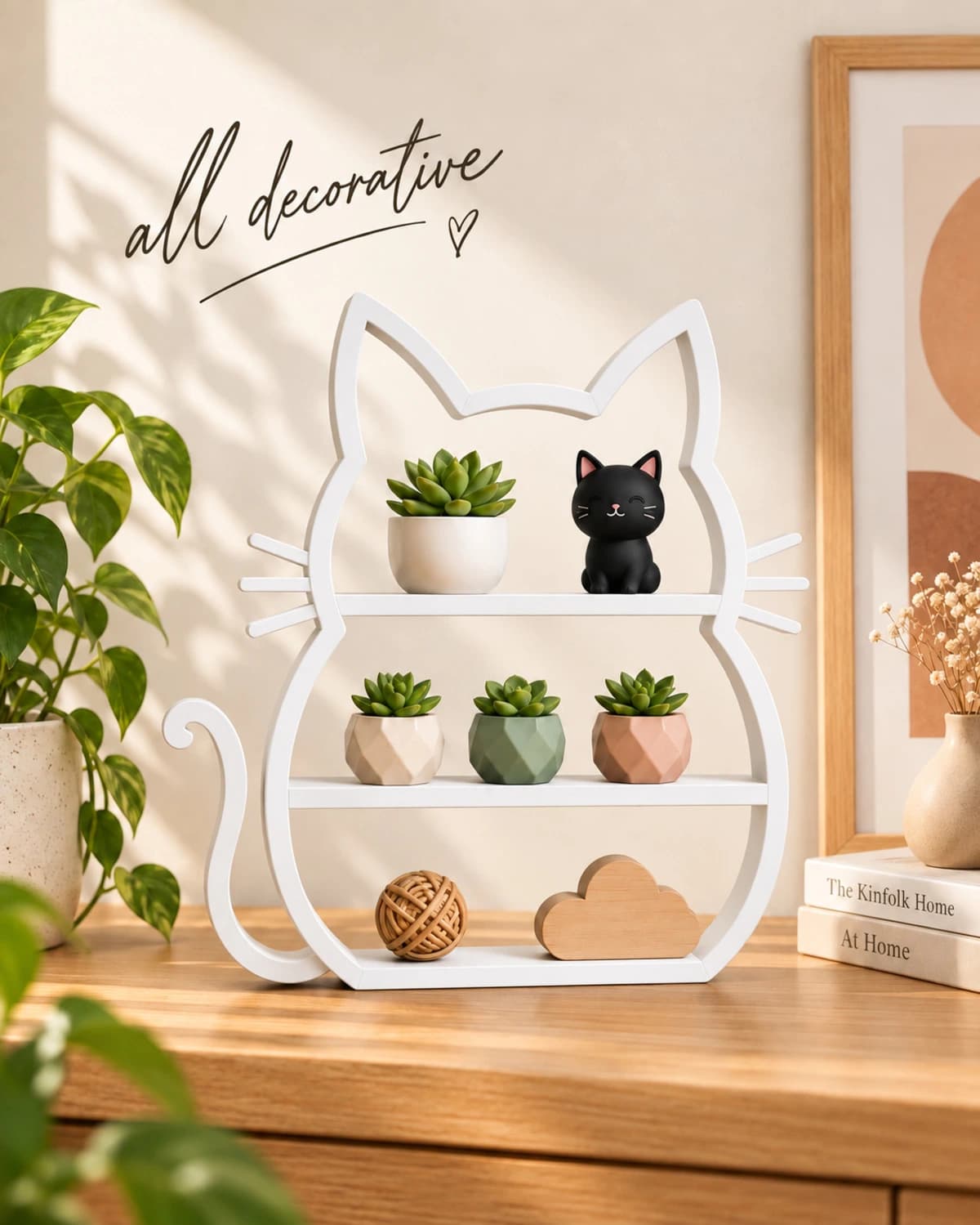 Kedi Figürlü Dekoratif Raf dekorasyon ve tasarım ürünü