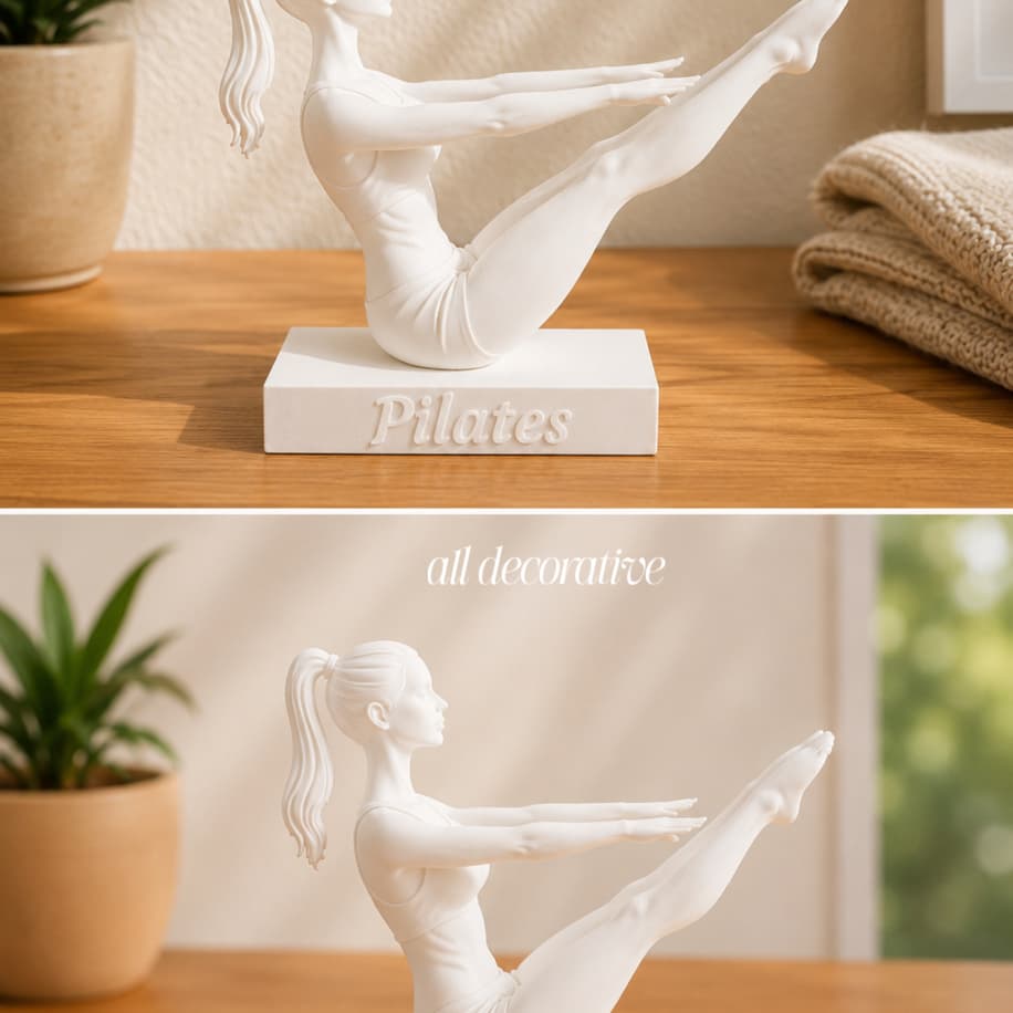 All Decorative Pilates III beyaz dekoratif spor figürü
