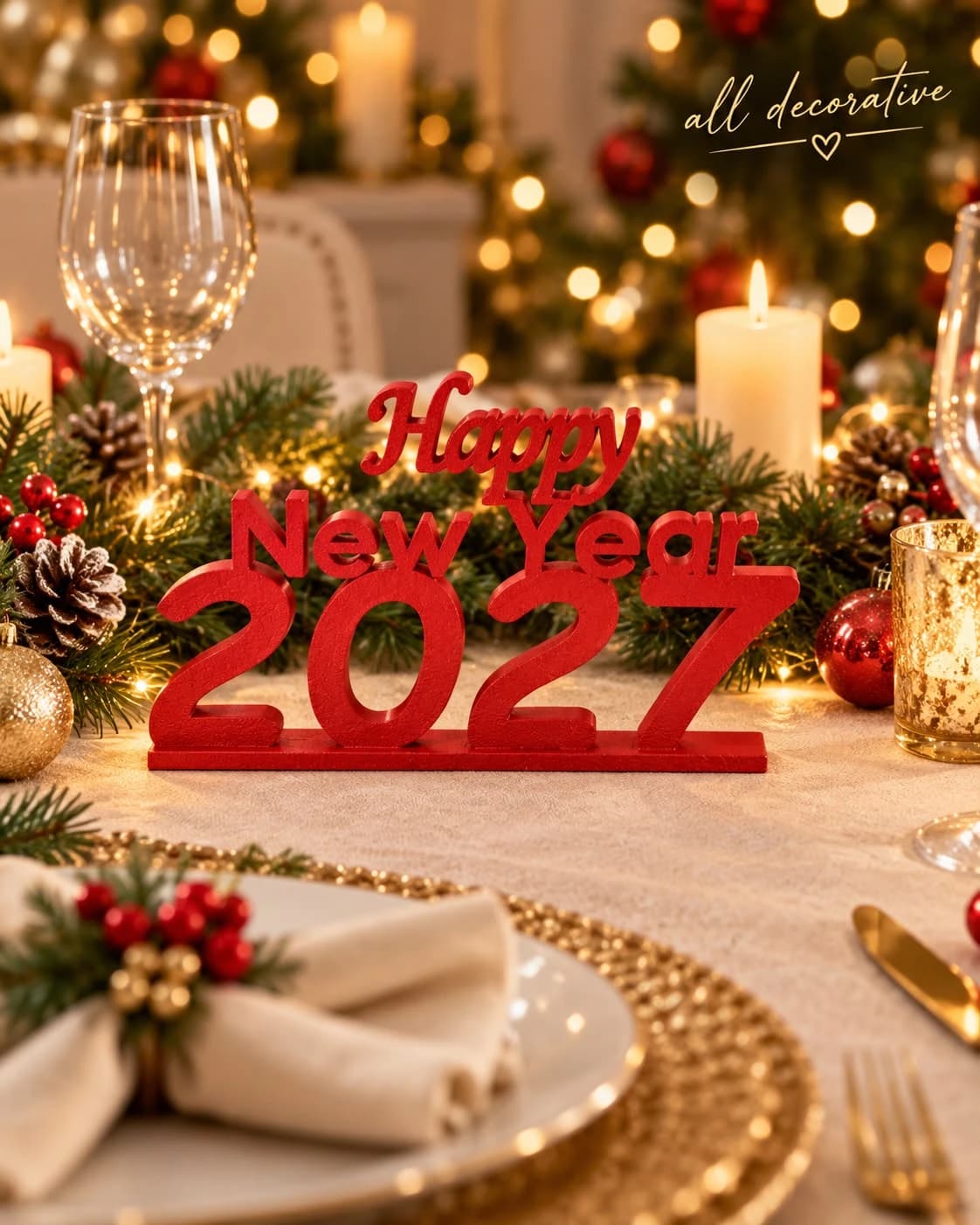 Happy New Year 2027 Masaüstü Dekoru dekorasyon ve tasarım ürünü