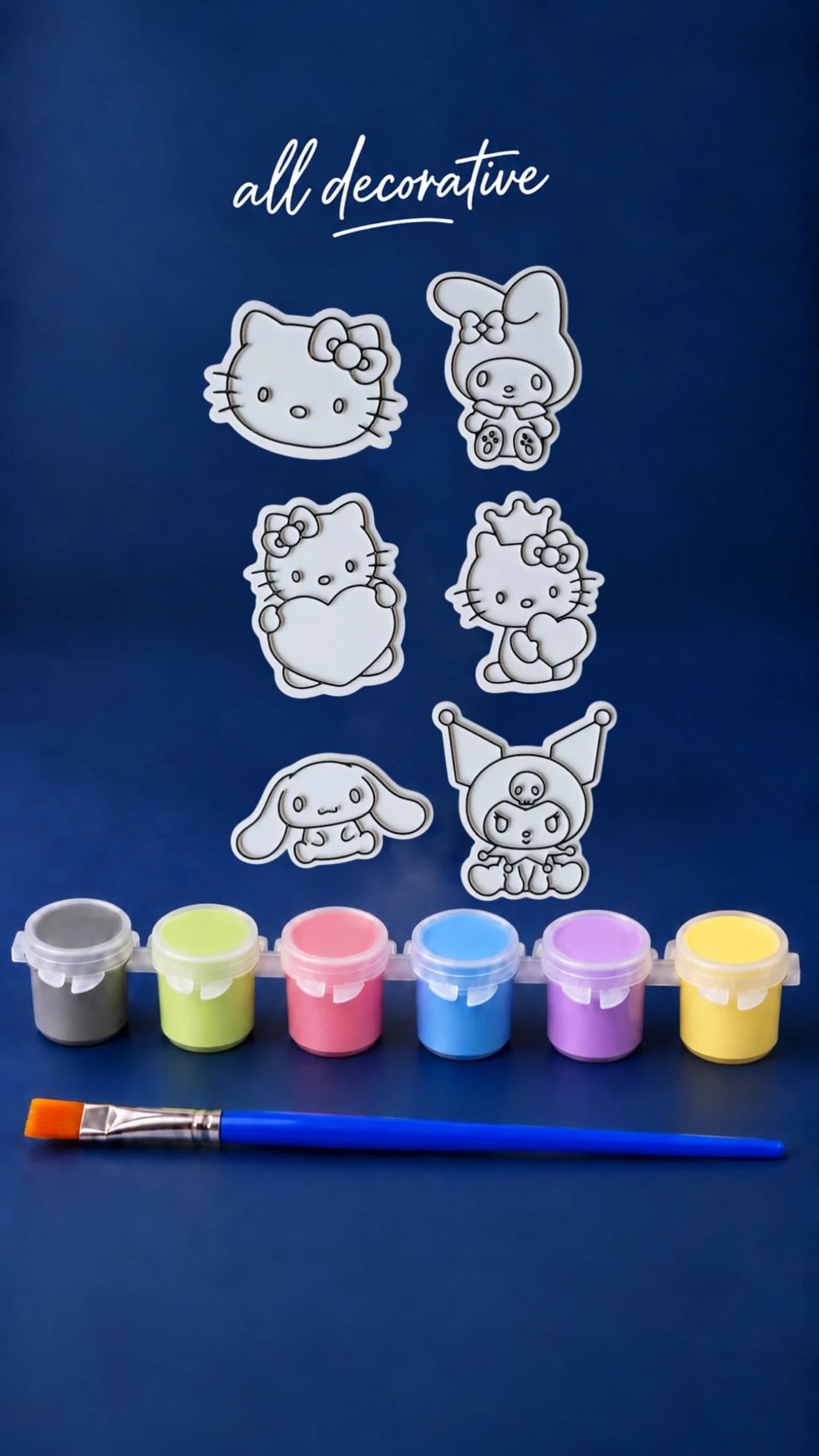 Hello Kitty ve Arkadaşları 6 Parça Boyama Hobi Seti dekorasyon ve tasarım ürünü