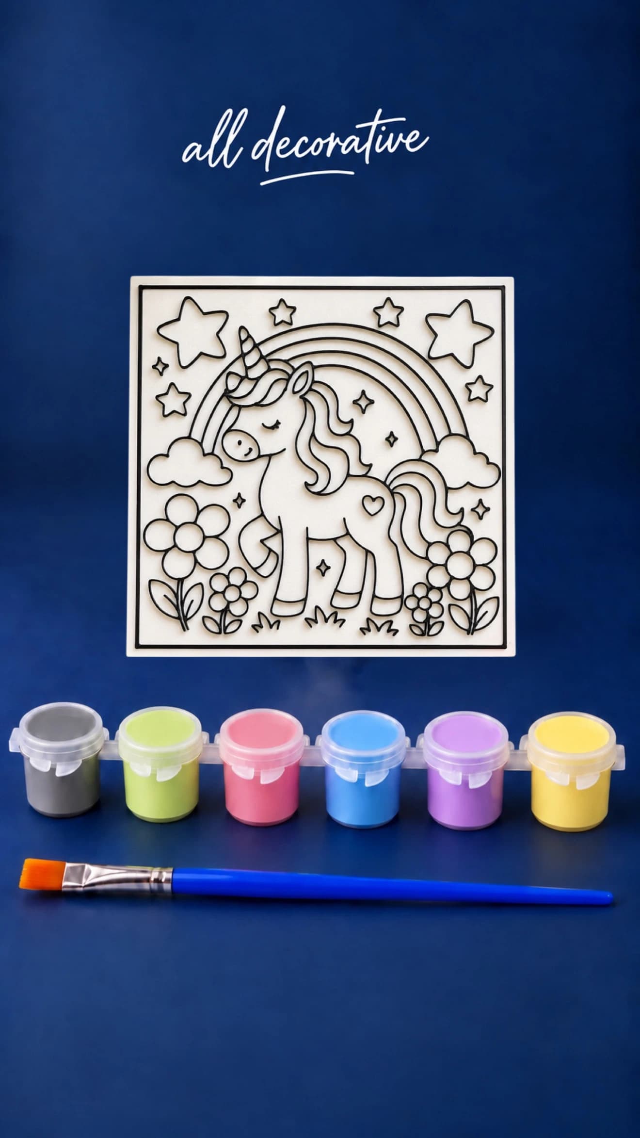 Unicorn ve Gökkuşağı Temalı Tablo Boyama Hobi Seti dekorasyon ve tasarım ürünü