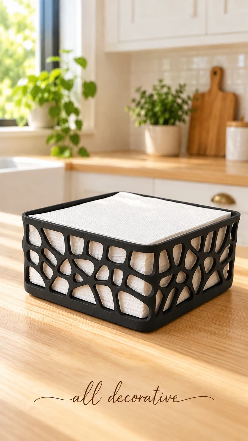 Geometrik Desenli Kare Peçetelik dekorasyon ve tasarım ürünü
