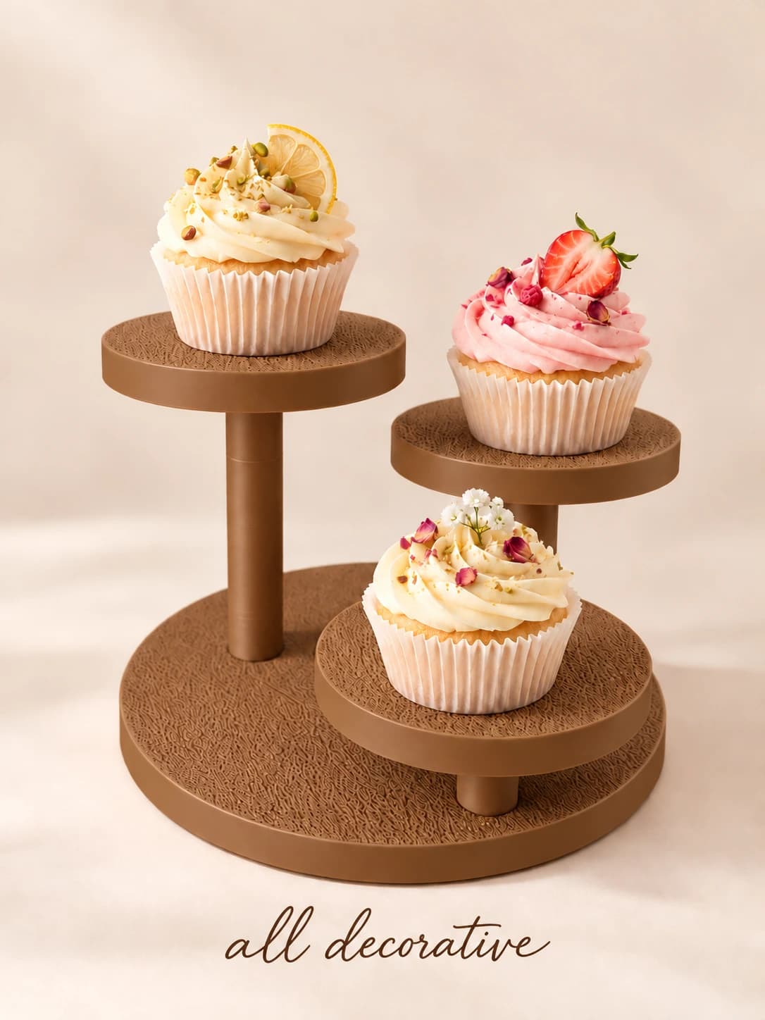 Üçlü Kademeli Cupcake Sunum Standı dekorasyon ve tasarım ürünü