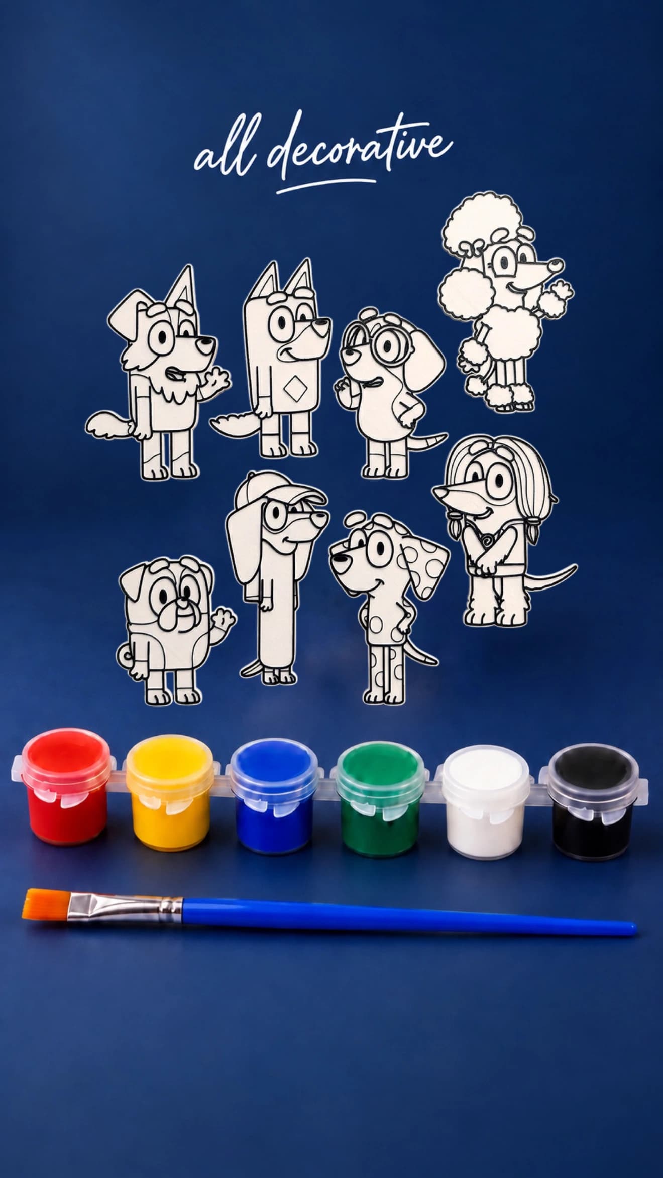 Bluey ve Arkadaşları 8 Figürlü Boyama Hobi Seti dekorasyon ve tasarım ürünü